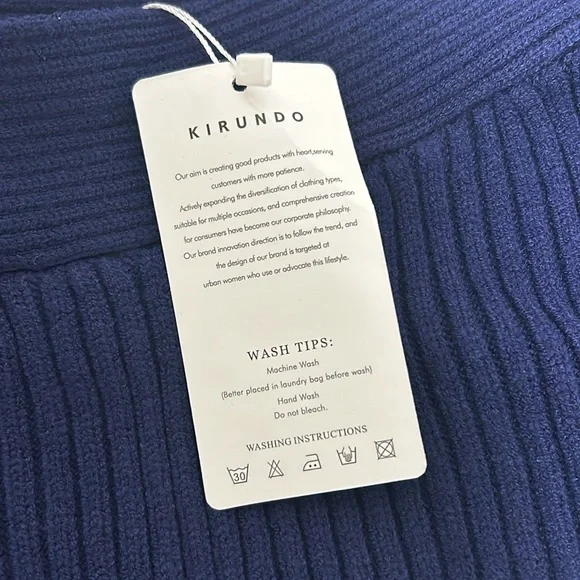 KIRUNDO WOMENS OFF SHOULDER RIBBED SWEATER BLUE SIZE LG NEW - Picture 7 of 9